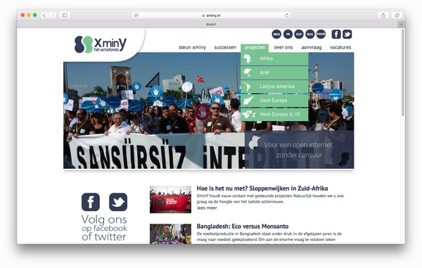 Screenshot van de XminY website
