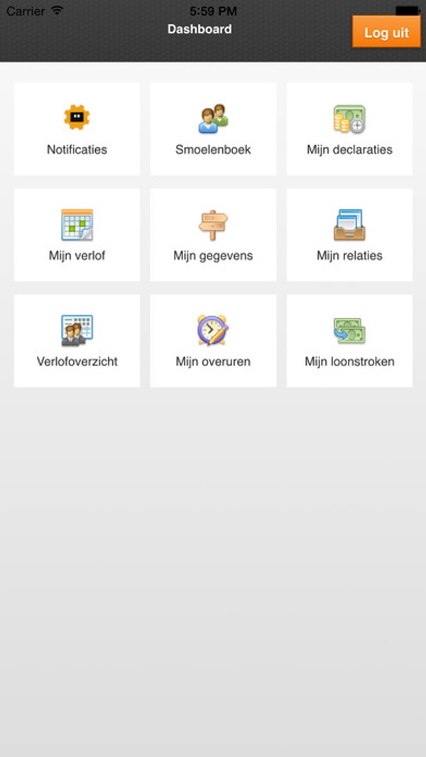 Screenshot van de Apployed app